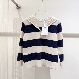 🚩steal authentic Dior Navy and Cream Striped Sweater